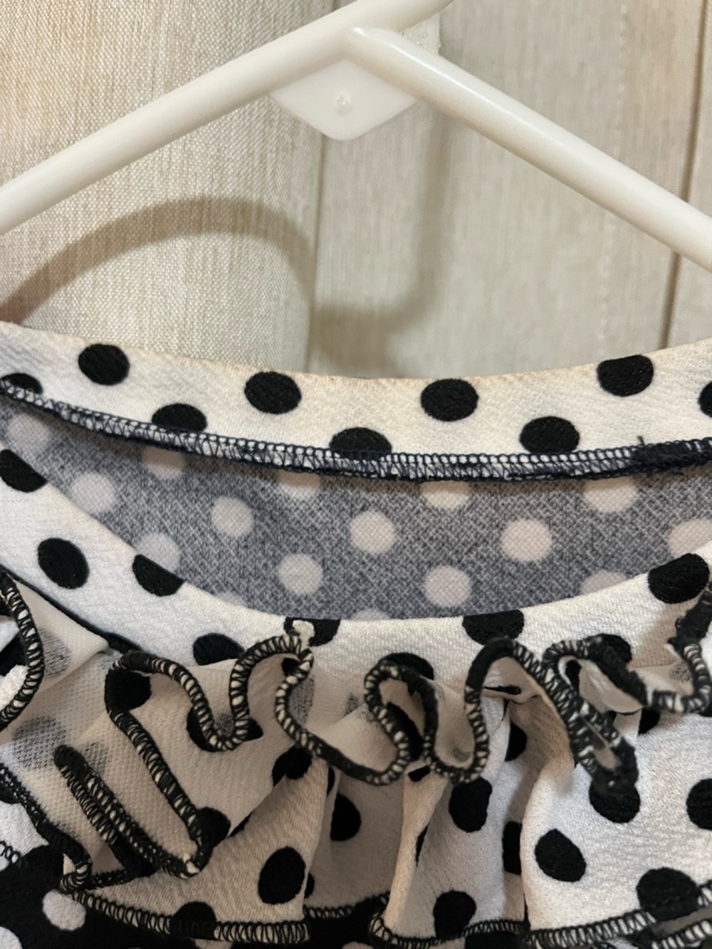 Polka Dot Asymmetric Ruffle Dress - Black & White - Picture 4 of 5